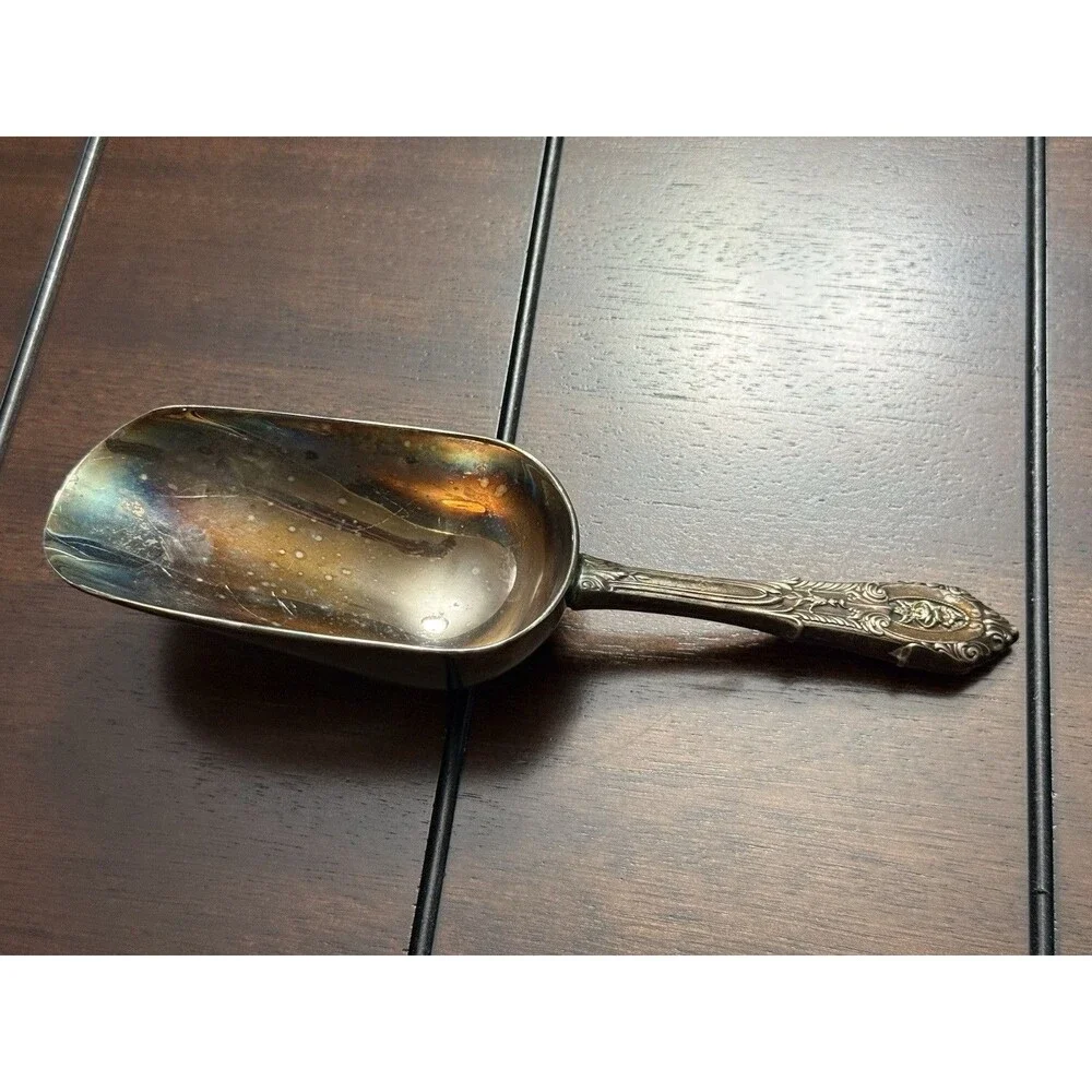 🔥RARE- VTG Wallace Sterling silver handle Ice Scoop - PERFECT PATINA 😱🙀🔥